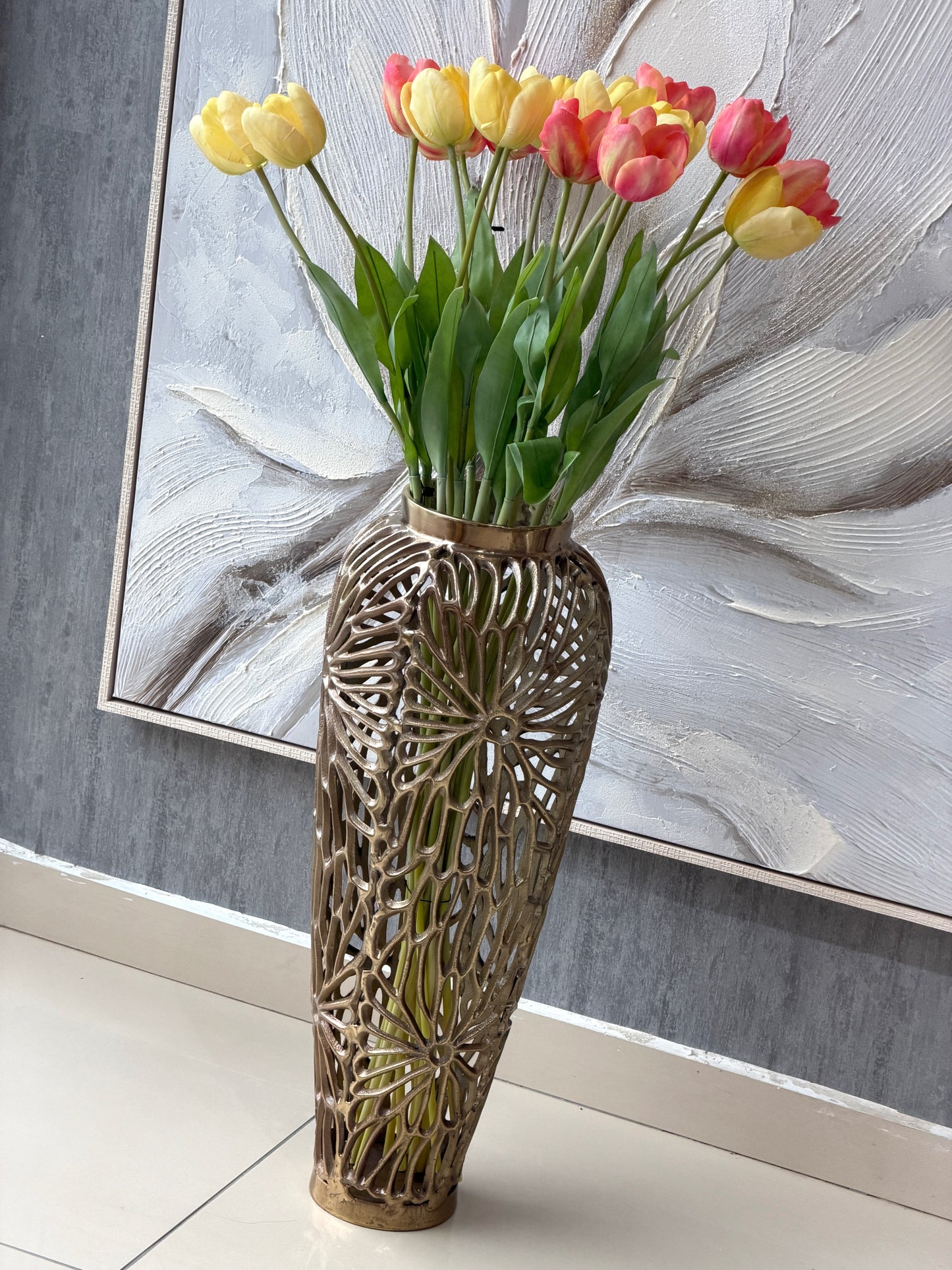 Florvane Metal Yer Vazosu 26x66 Cm