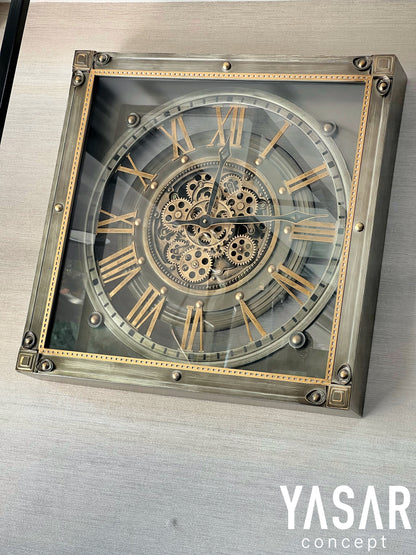 Metallune Metal Çarklı Duvar Saati 60 Cm