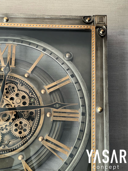 Metallune Metal Çarklı Duvar Saati 60 Cm