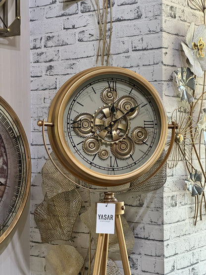 Retrovia Metal Çarklı Tripod Ayaklı Saat