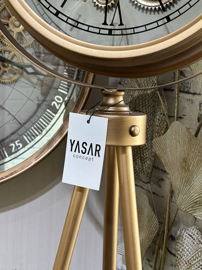 Retrovia Metal Çarklı Tripod Ayaklı Saat