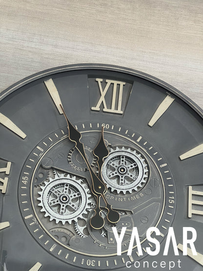 Timetic Metal Çarklı Duvar Saati 60 Cm