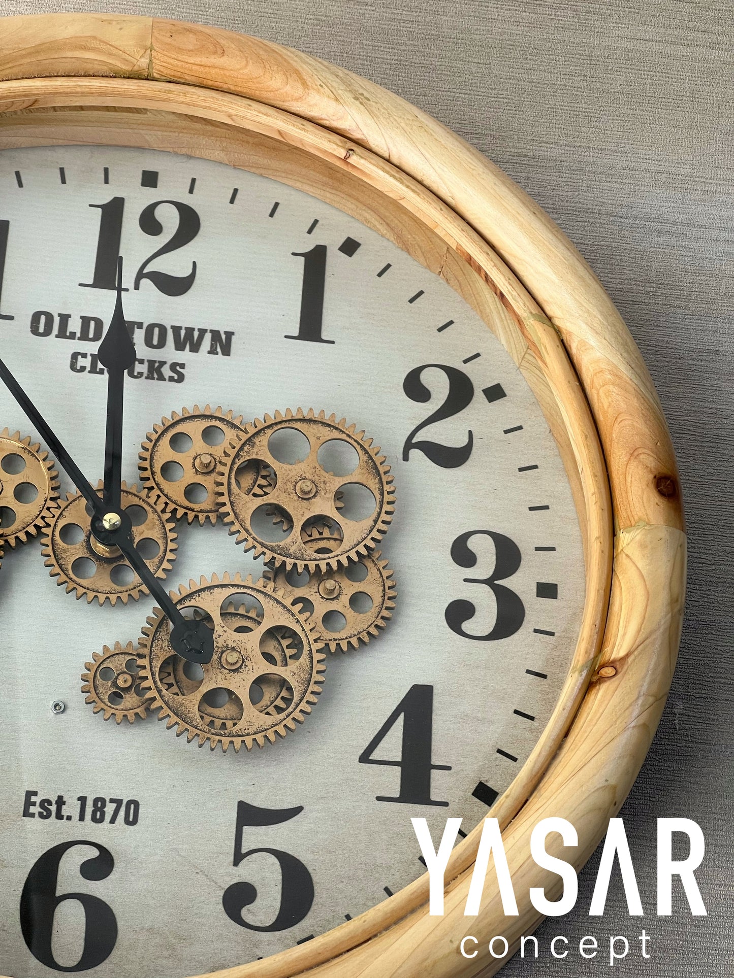 Forestime Ahşap Çarklı Duvar Saati 46 Cm