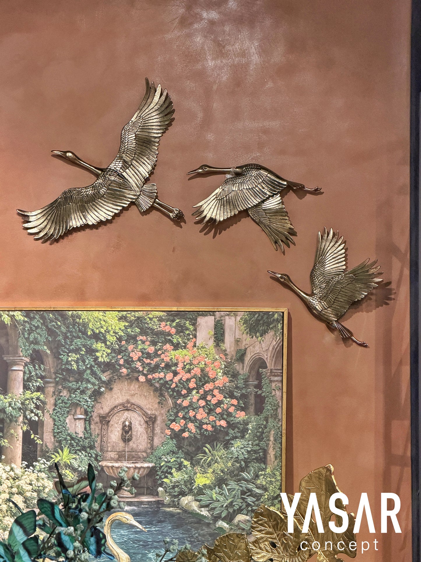 Turna Kuşu Metal Duvar Aksesuarı Set Üçlü