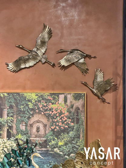 Turna Kuşu Metal Duvar Aksesuarı Set Üçlü