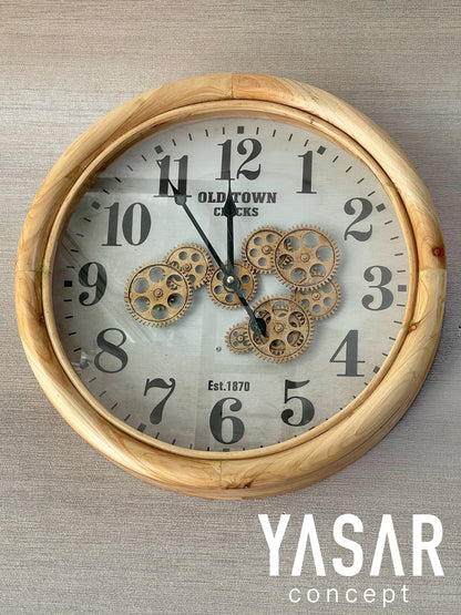 Forestime Ahşap Çarklı Duvar Saati 46 Cm
