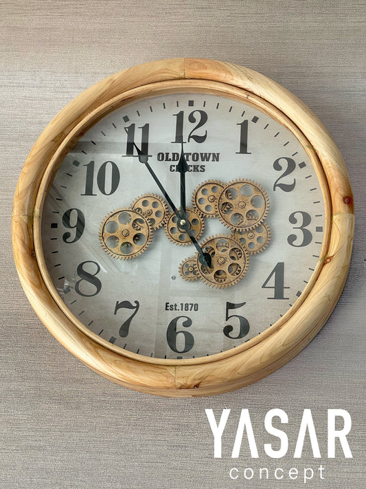 Forestime Ahşap Çarklı Duvar Saati 46 Cm