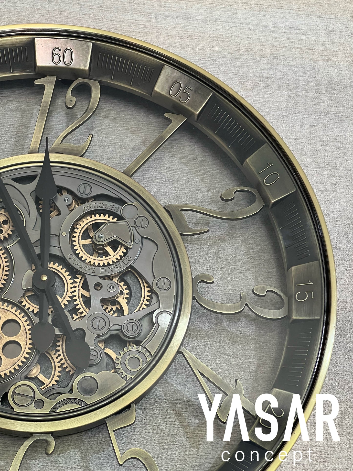 Viacronos Metal Çarklı Duvar Saati 55 Cm