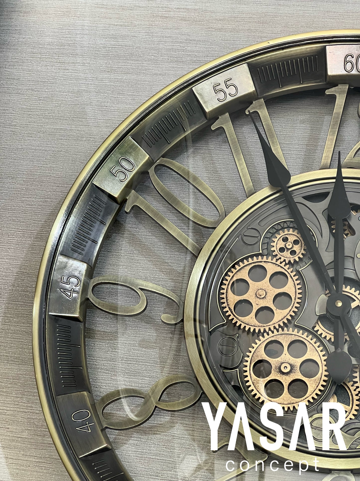 Viacronos Metal Çarklı Duvar Saati 55 Cm