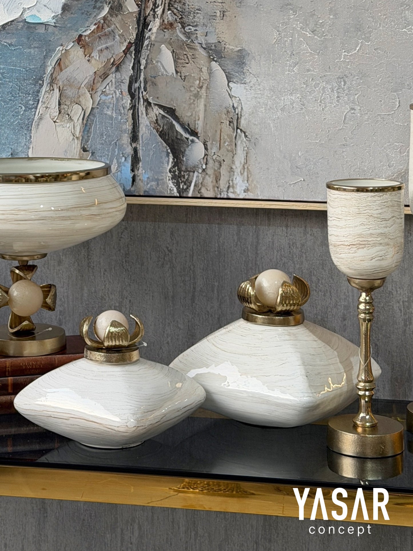 Perlina Yassı Vazo Set