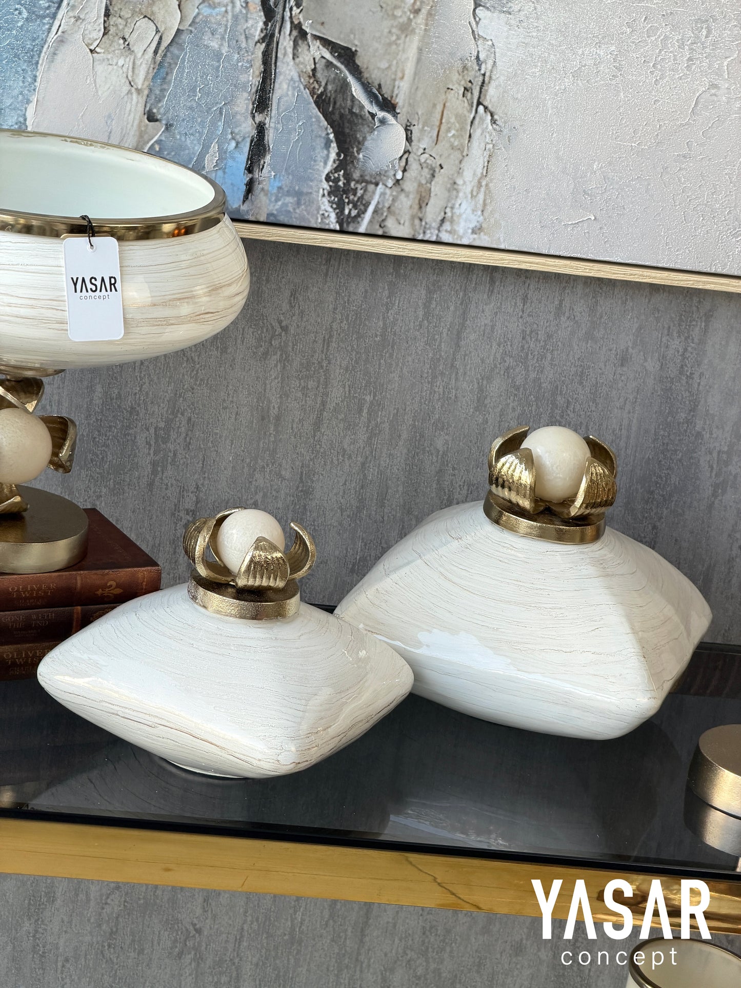 Perlina Yassı Vazo Set