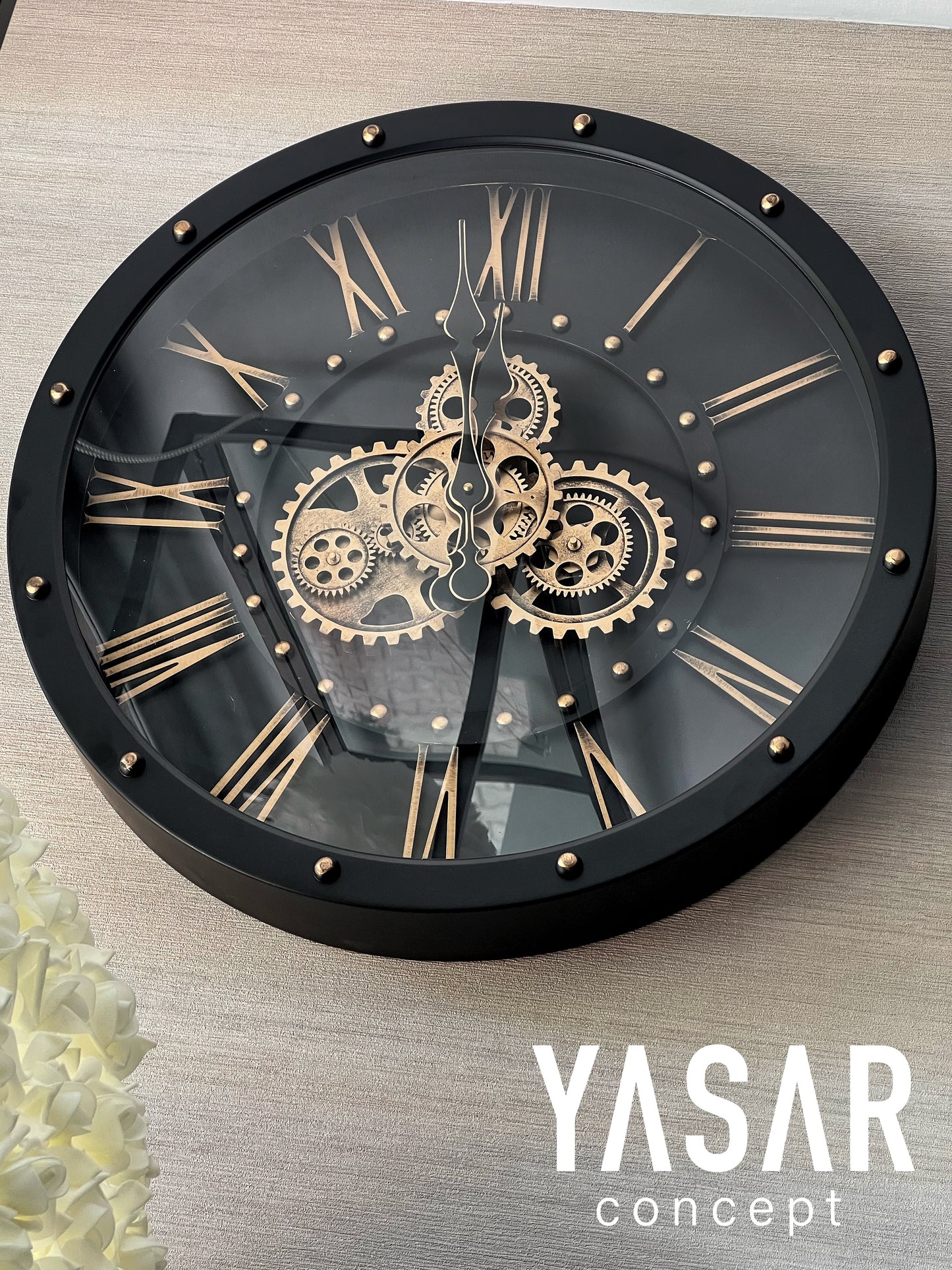 Blackora Metal Çarklı Duvar Saati 60 Cm