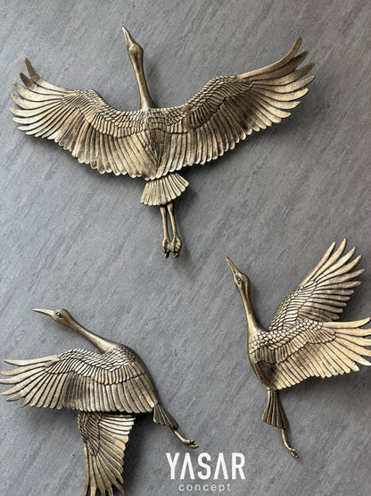 Turna Kuşu Metal Duvar Aksesuarı Set Üçlü