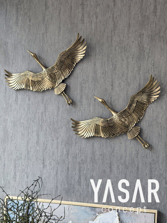Turna Kuşu Metal Duvar Aksesuarı Set İkili