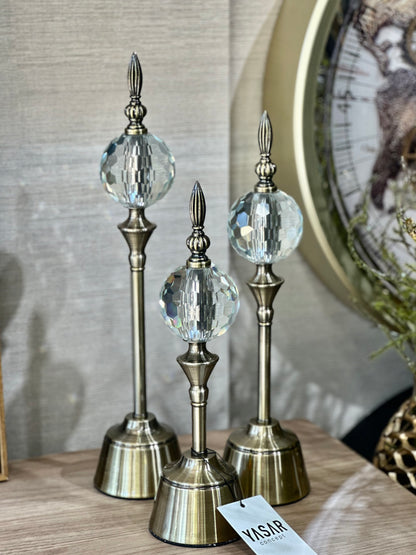 Triora Metal Cam Küreli Dekoratif Obje Set