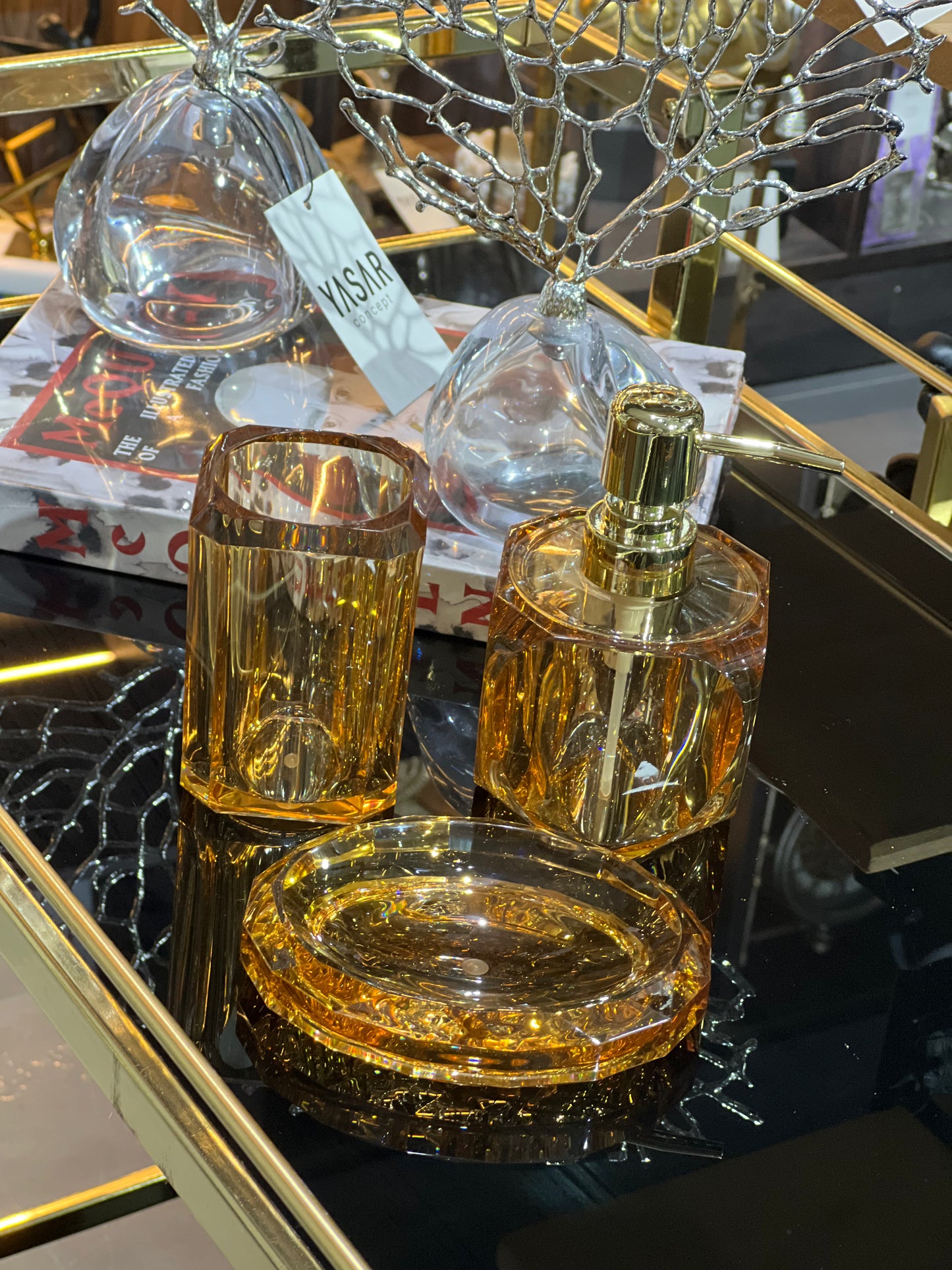 Opalyn Akrilik Banyo Seti Amber