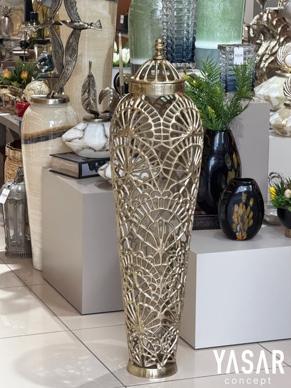 Lattice Jumbo Metal Yer Vazosu Gold