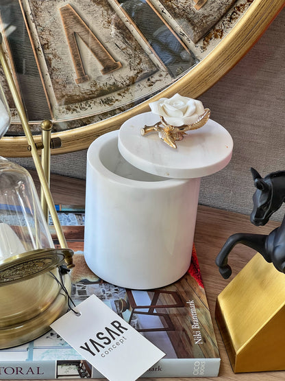 Rosamara Mermer Kutu Porselen Gül Detaylı