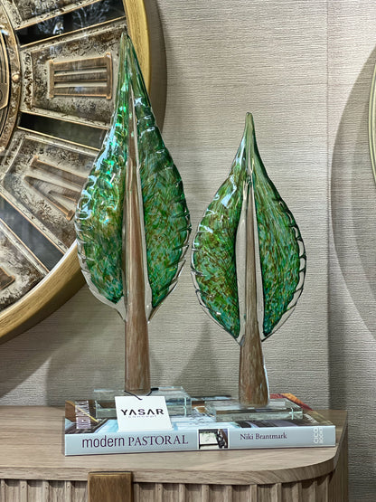 Silvanis Cam Yaprak Obje Set Yeşil