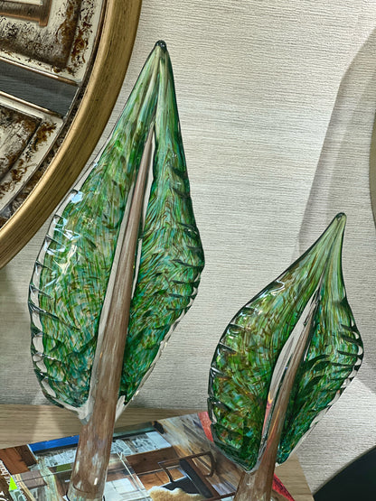 Silvanis Cam Yaprak Obje Set Yeşil