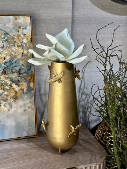 Turna Metal Kuş Detaylı Vazo Büyük