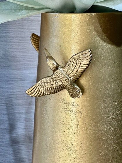 Turna Metal Kuş Detaylı Vazo Büyük