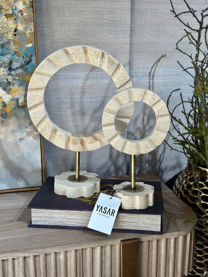 Lunorbis Dekoratif Disk Obje Set Traverten Mermer