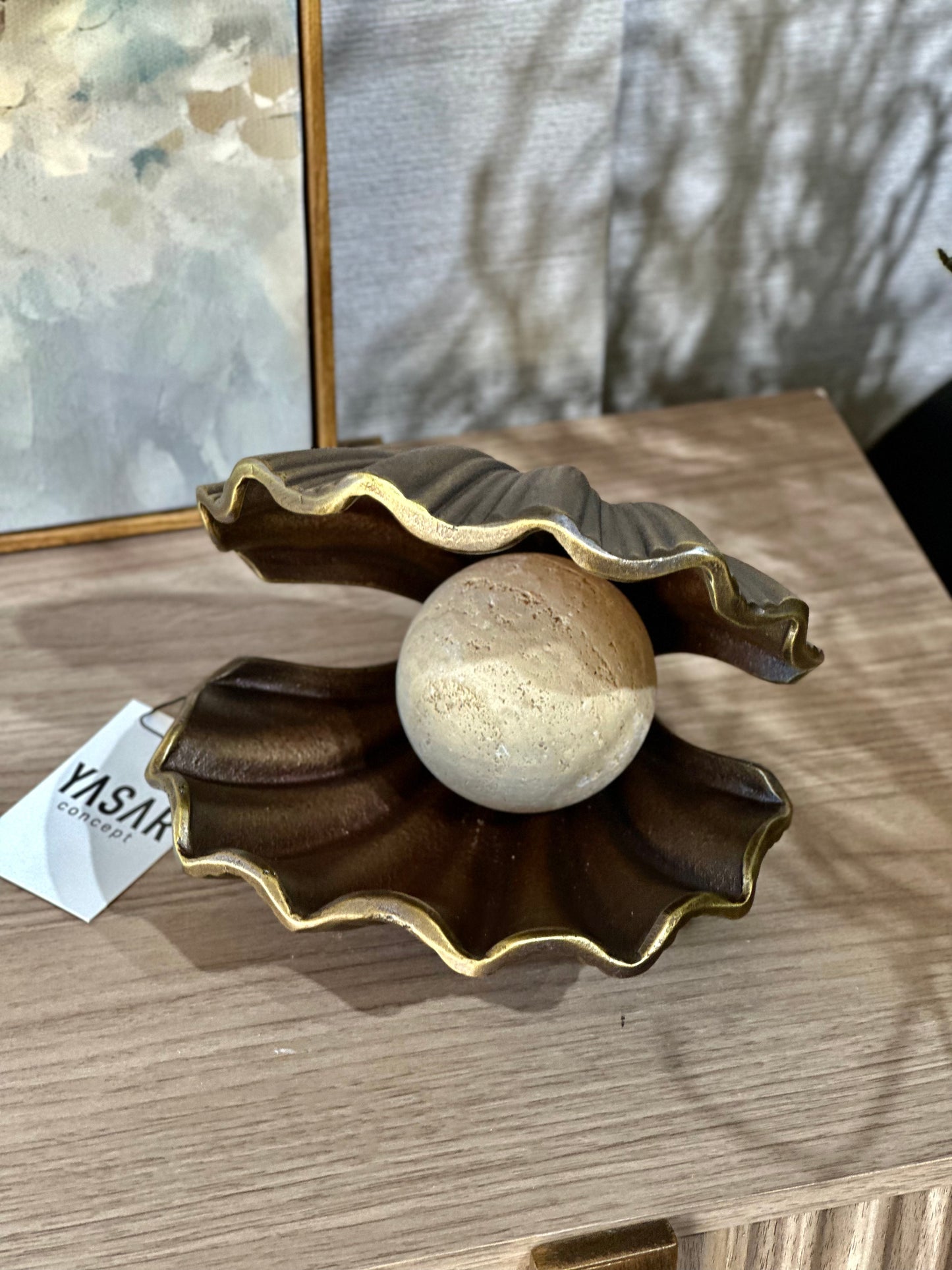 Perlora Metal Dekoratif istiridye Obje Mermer Toplu Eskitme