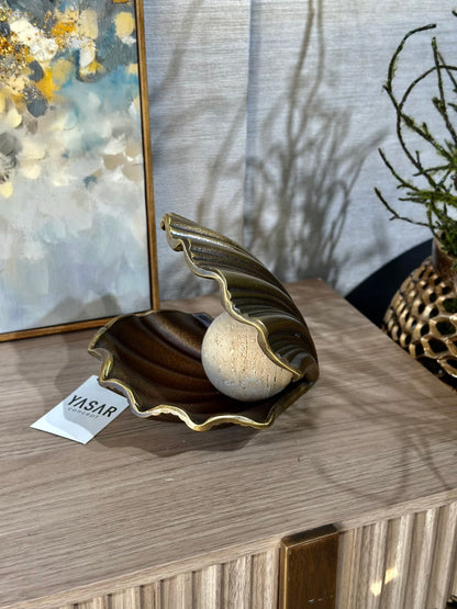 Perlora Metal Dekoratif istiridye Obje Mermer Toplu Eskitme