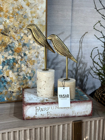 Aviora Dekoratif Kuş Obje Traverten Mermer