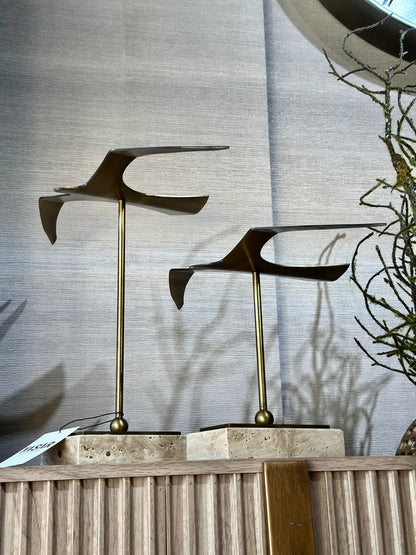 Wingora Dekoratif Kuş Obje Set Traverten Mermer