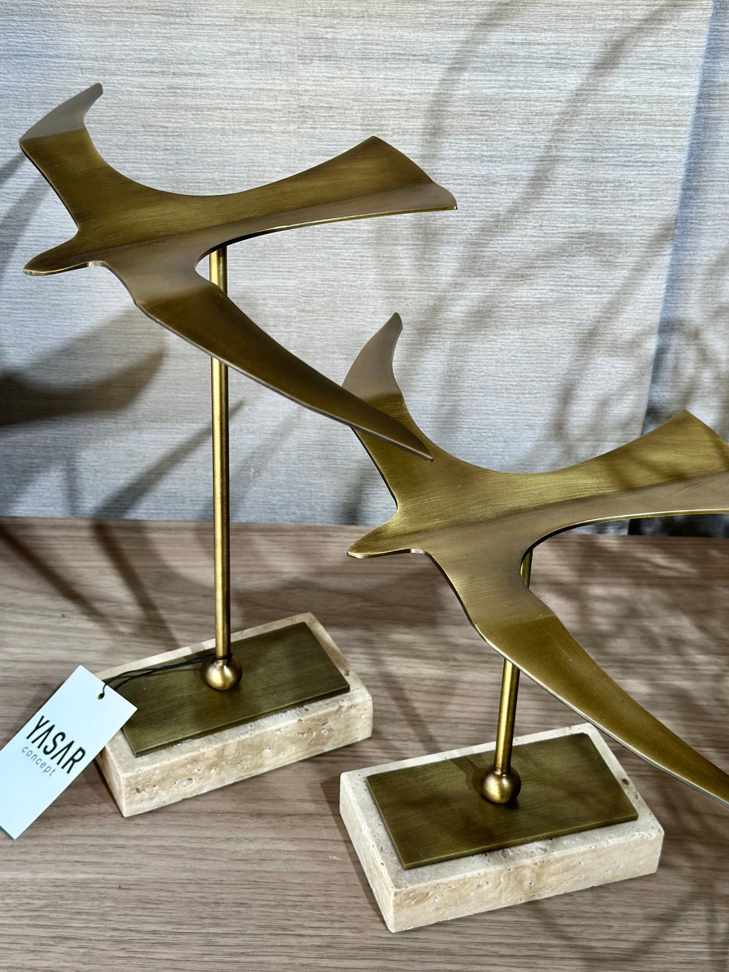 Wingora Dekoratif Kuş Obje Set Traverten Mermer