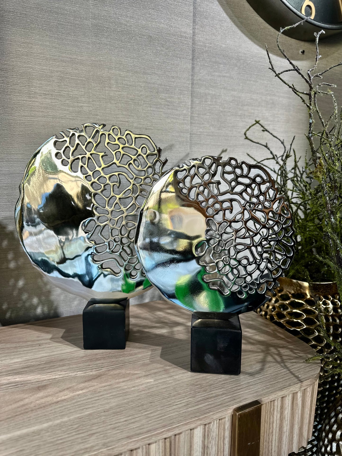 Discus Metal Delikli Obje Set Gümüş