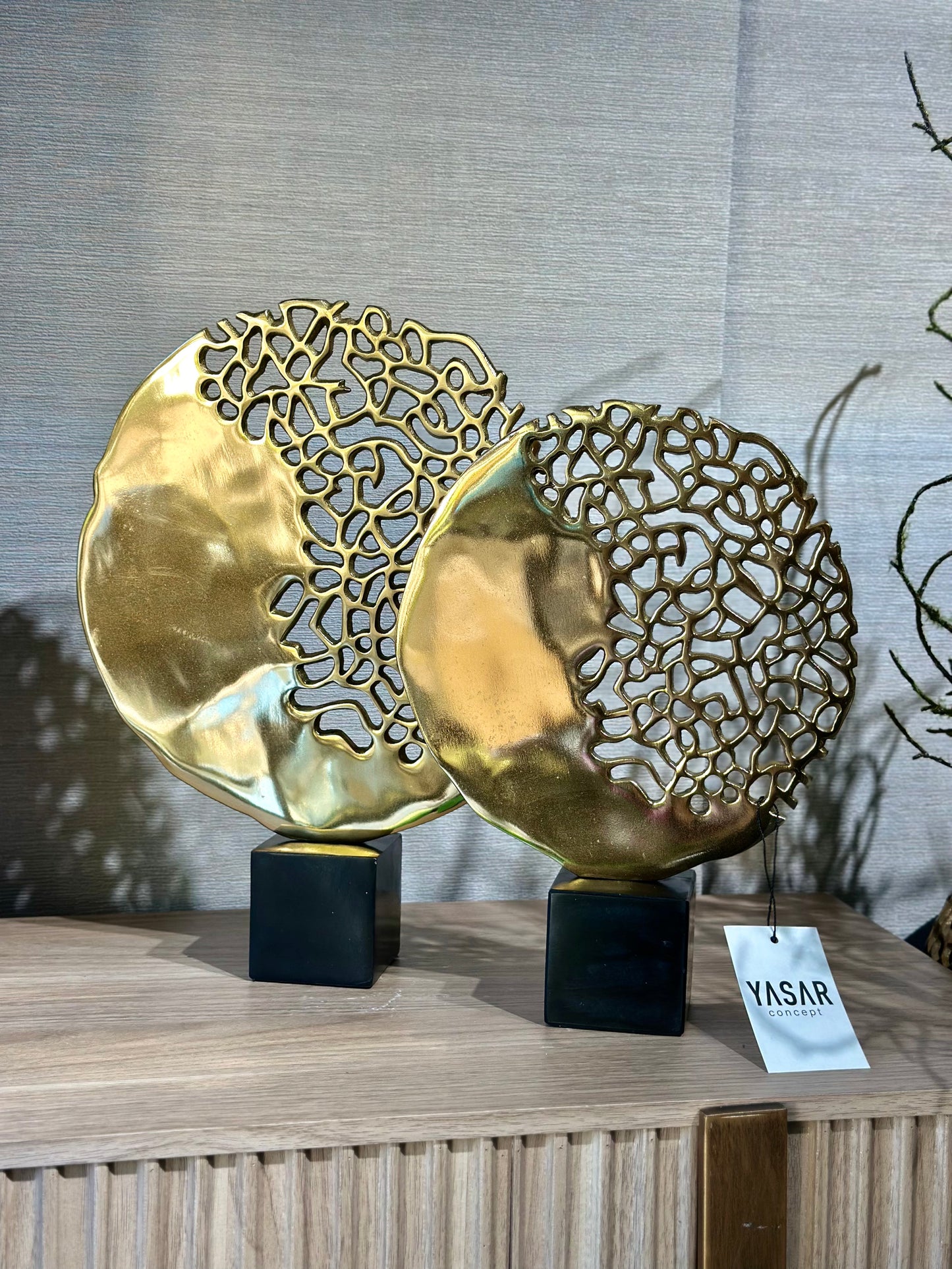 Discus Metal Delikli Obje Set Gold