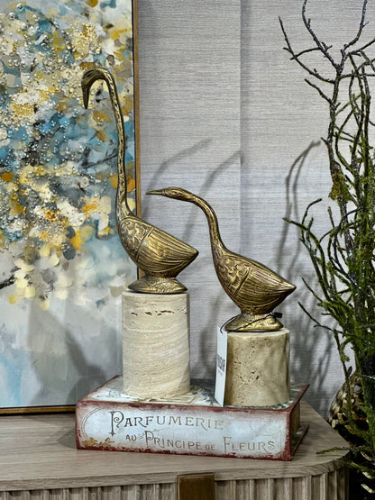 Swanora Dekoratif Kuğu Obje Set Traverten Mermer