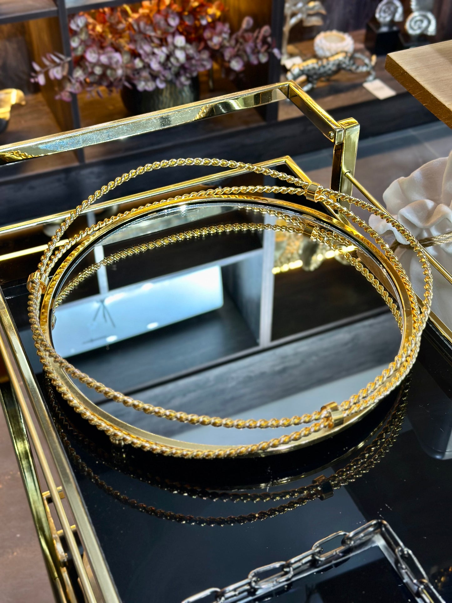 Vesselle Metal Aynalı Tepsi Gold