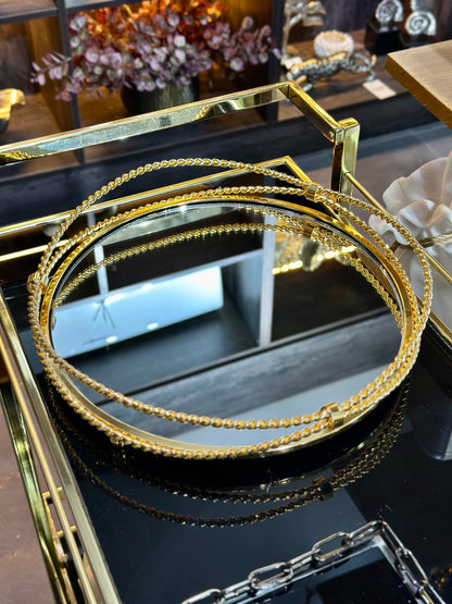 Vesselle Metal Aynalı Tepsi Gold