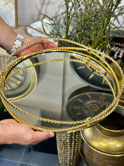 Vesselle Metal Aynalı Tepsi Gold