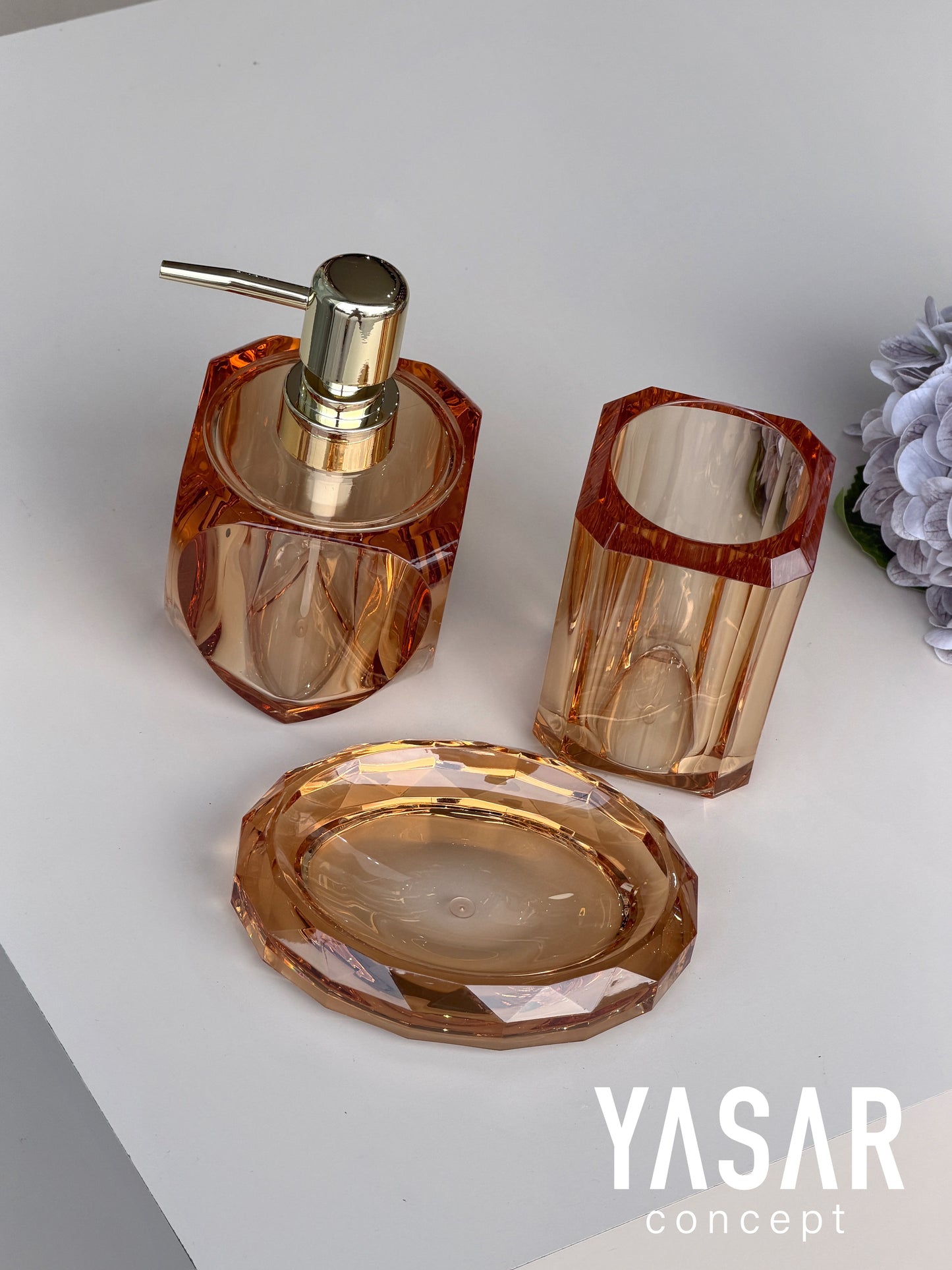 Opalyn Akrilik Banyo Seti Amber