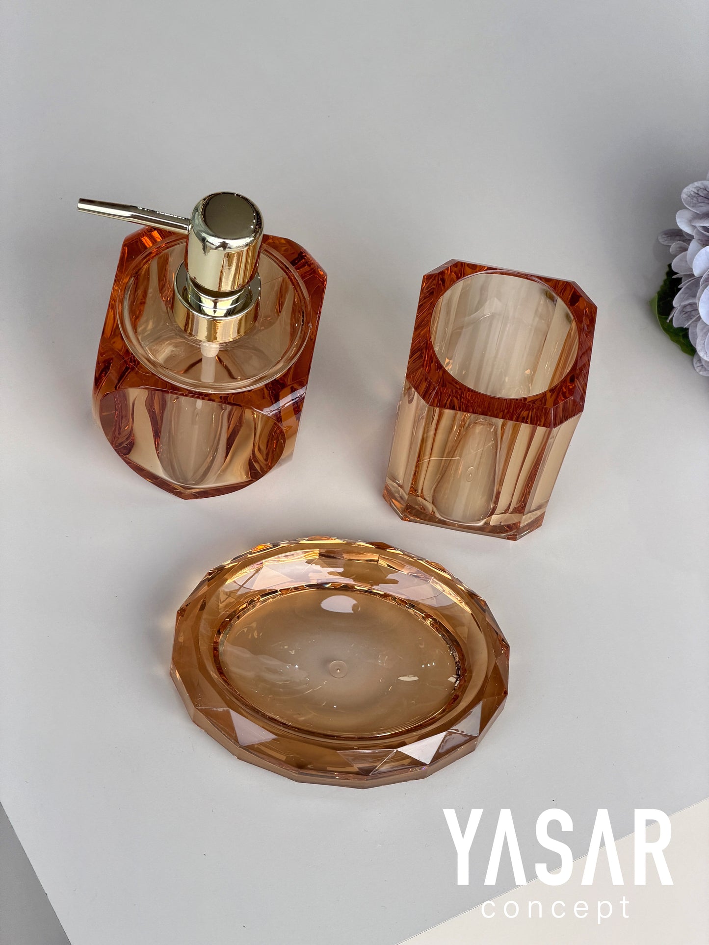 Opalyn Akrilik Banyo Seti Amber