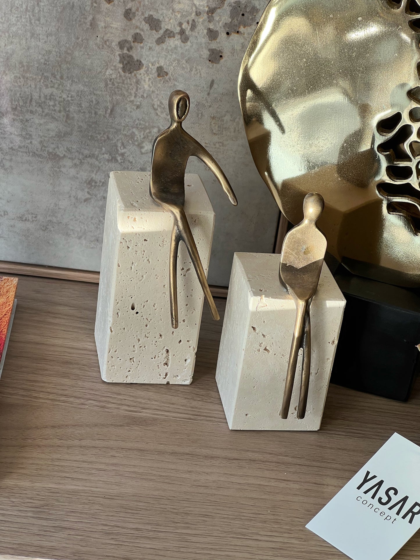 Figurio Dekoratif Soyut Adam Obje Set Traverten Mermer