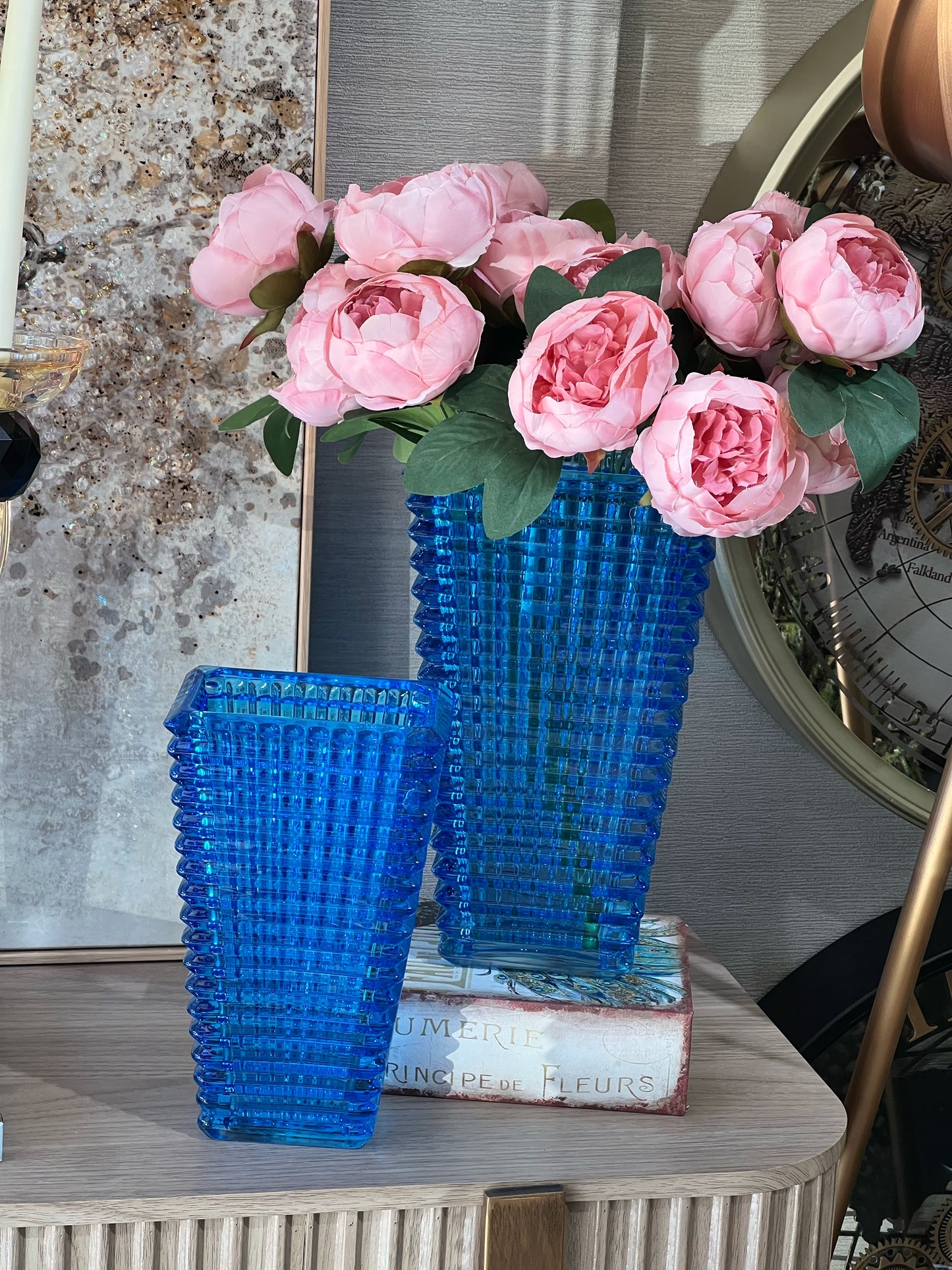 Bacara Cam Vazo Mavi Set