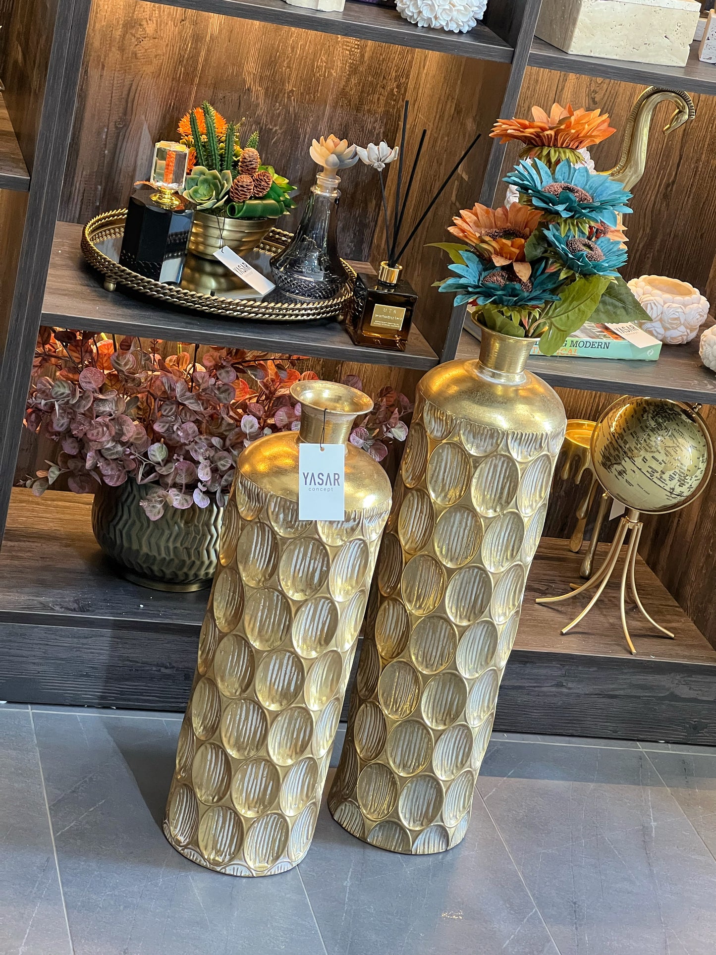 Lustrion Metal Yer Vazosu Set