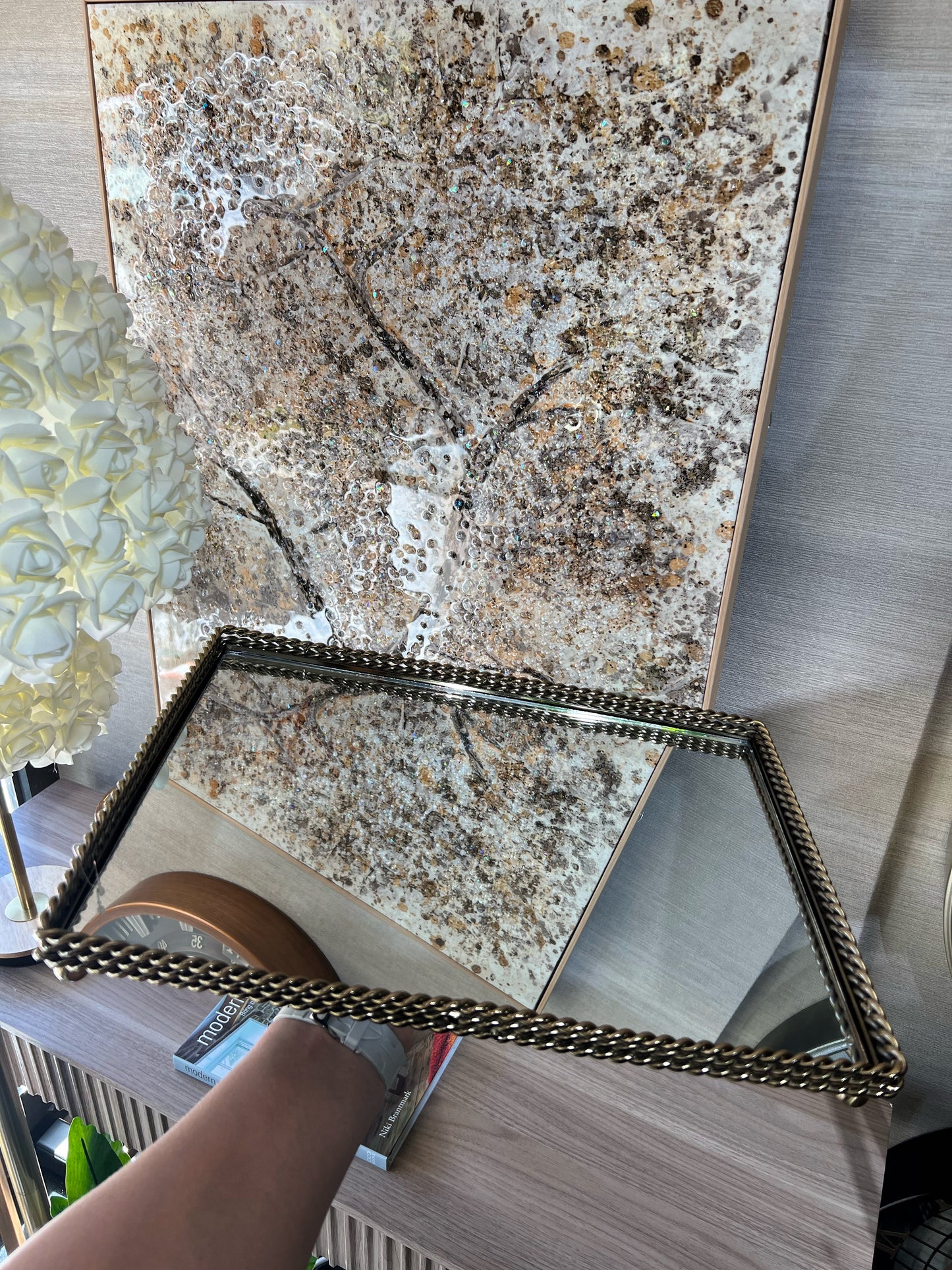 Decoris Metal Aynalı Tepsi Eskitme