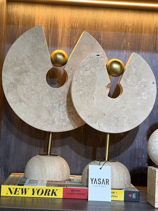 Orbivora Dekoratif Disk Obje Set Traverten Mermer