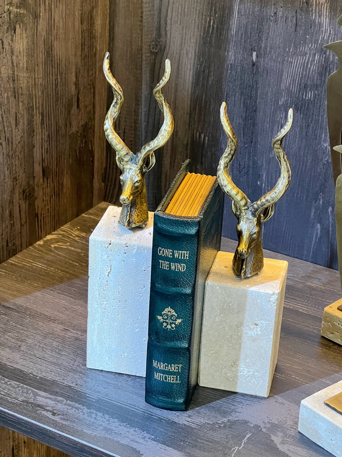 Ornedeer Dekoratif Geyik Obje Set Traverten Mermer