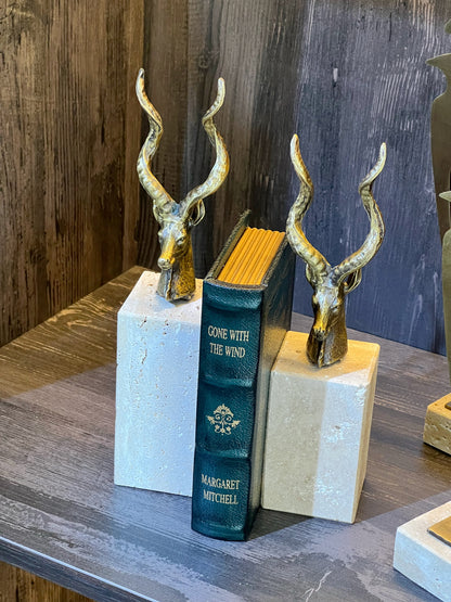 Ornedeer Dekoratif Geyik Obje Set Traverten Mermer