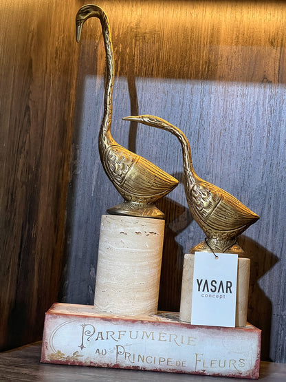 Swanora Dekoratif Kuğu Obje Set Traverten Mermer