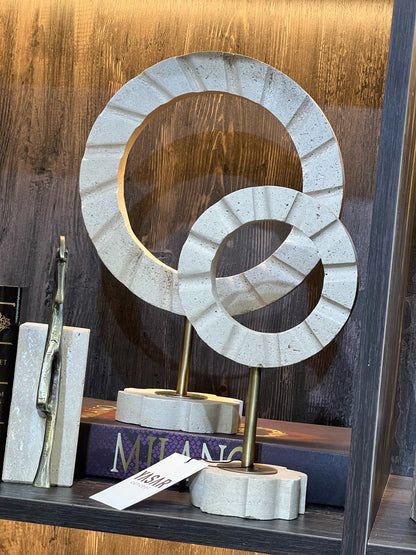 Lunorbis Dekoratif Disk Obje Set Traverten Mermer