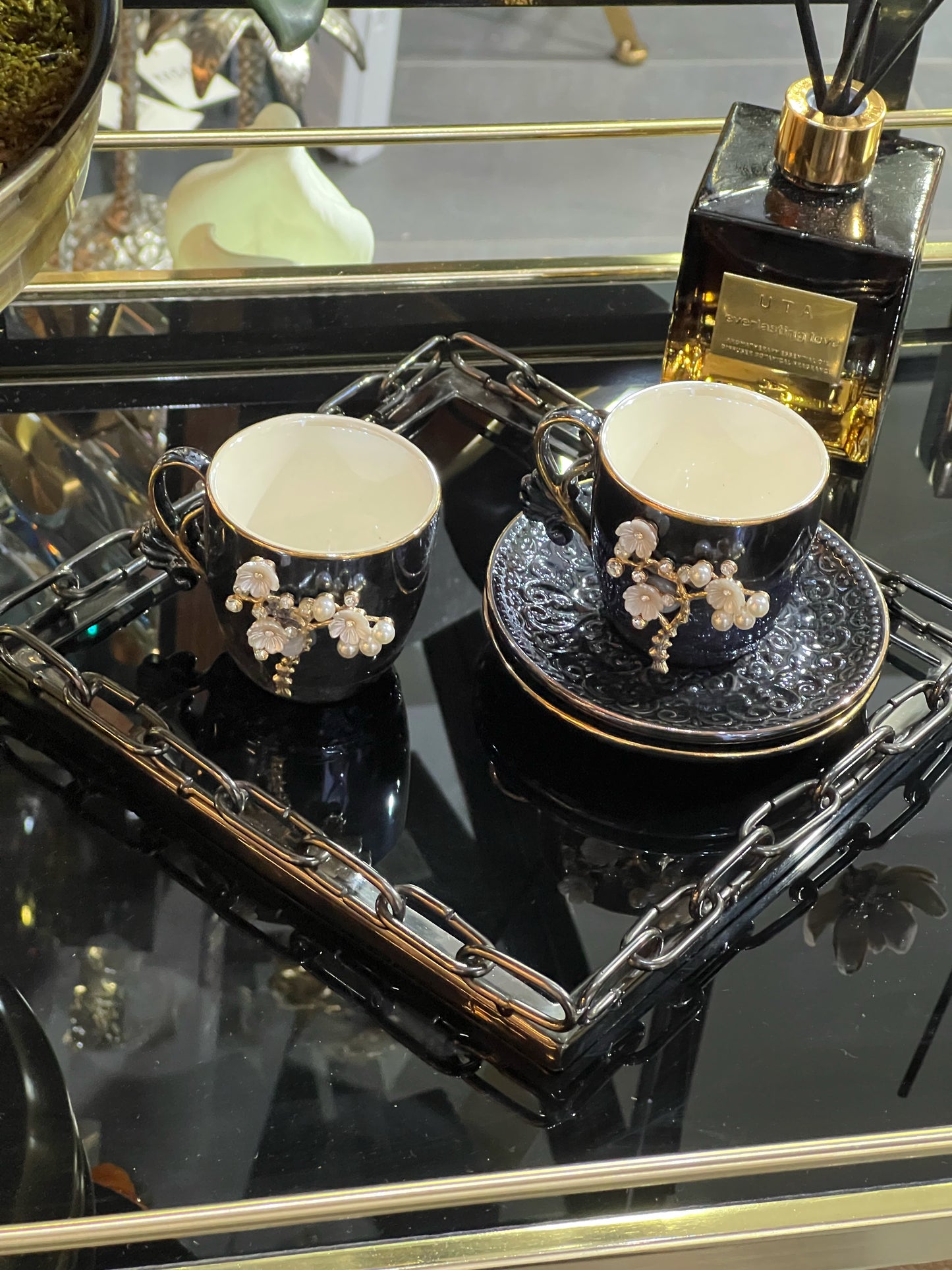 Clarevo Metal Aynalı Tepsi 21x21 Cm